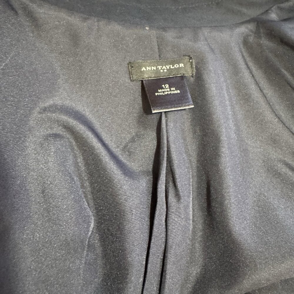 Ann Taylor Blazer Jacket Navy Blue 12 / L Single Button Career Suit Separate - Picture 5 of 7
